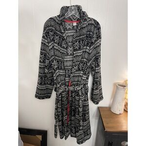 Sleep Chic XL black-and-white fleece Nordic robe pockets EEC